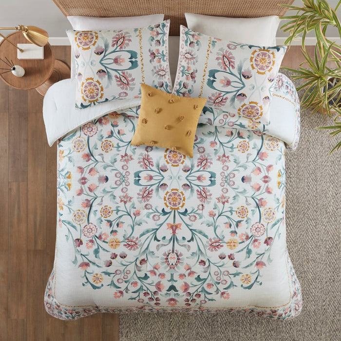 Colorful-Medallion-Flower-Garden-Comforter-Set-White-Stone-Decor-2