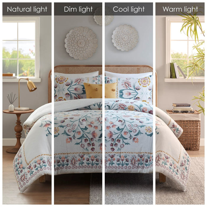 Colorful-Medallion-Flower-Garden-Comforter-Set-White-Stone-Decor-5