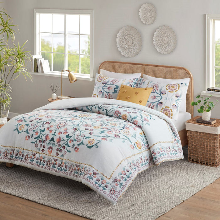 Colorful-Medallion-Flower-Garden-Comforter-Set-White-Stone-Decor