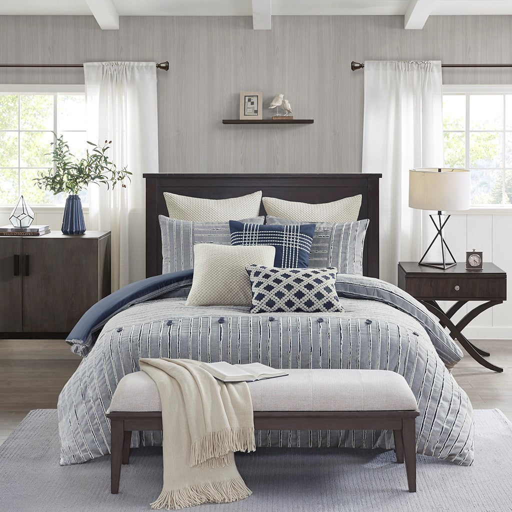 Whitestone Set Lane Blue Farmhouse 8 Piece Comforter Set | White Stone Decor