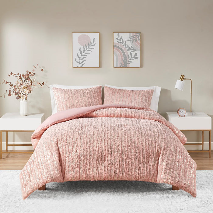 Pink-Missie-Metallic-Luxury-Comforter-Set-White-Stone-Decor