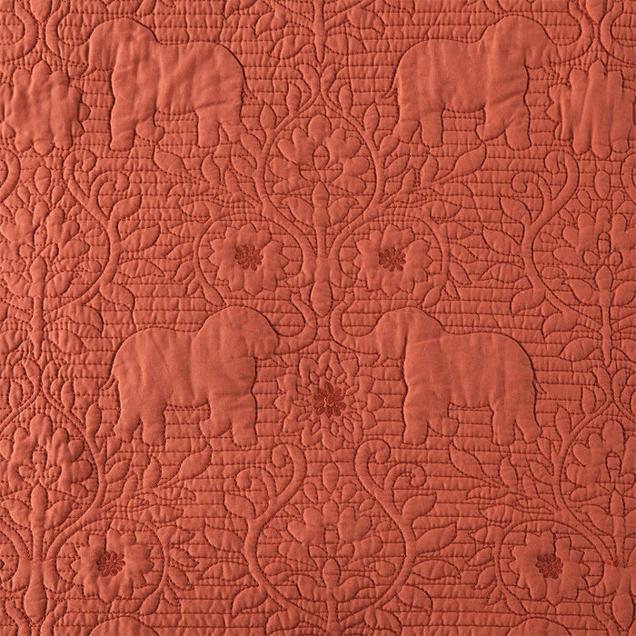 Reversible-Floral-Orange-Coral-Elephant-Boho-Quilt-Set-White-Stone-Decor-4