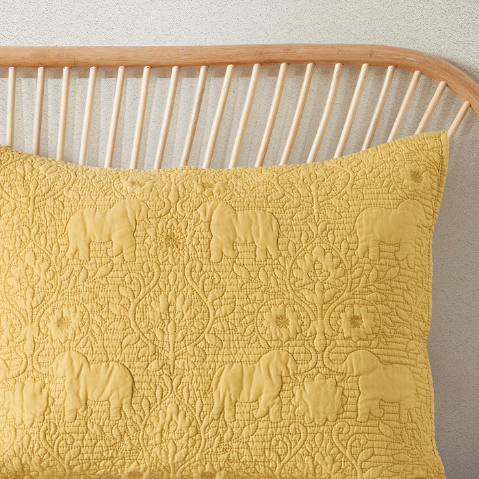 Reversible-Floral-Yellow-Elephant-Boho-Quilt-Set-White-Stone-Decor-6